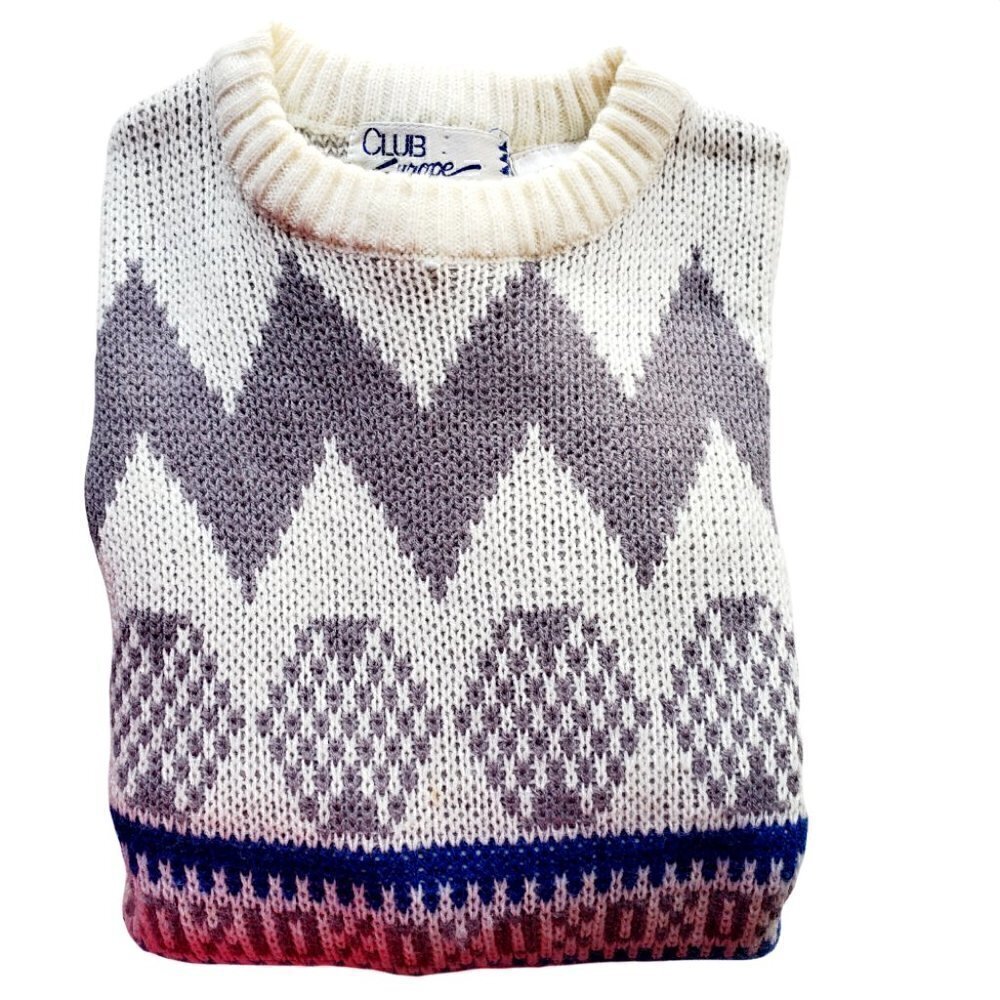 VINTAGE Weekend Aztec White Fleece Retro Coastal Sweater. Size Large - Picture 7 of 7